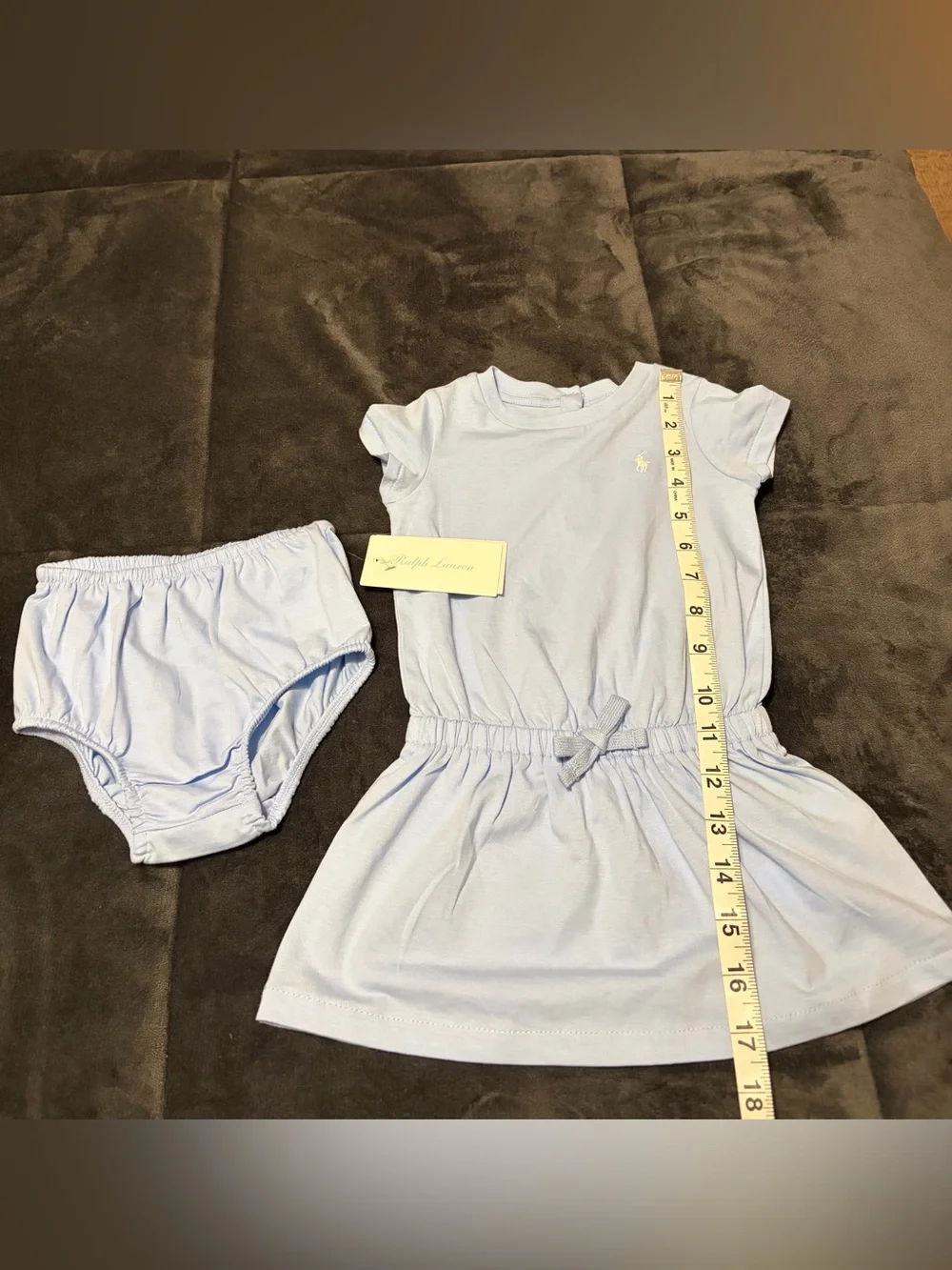 New Ralph Lauren Light Blue Baby 9 months Short Sleeve Knit Dress